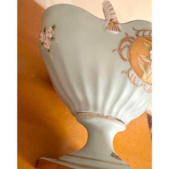 A Pair of Gold Plated Sea Green Porcelain Baskets, Trinket Dish, Decor Vintage - Picture 11 of 15